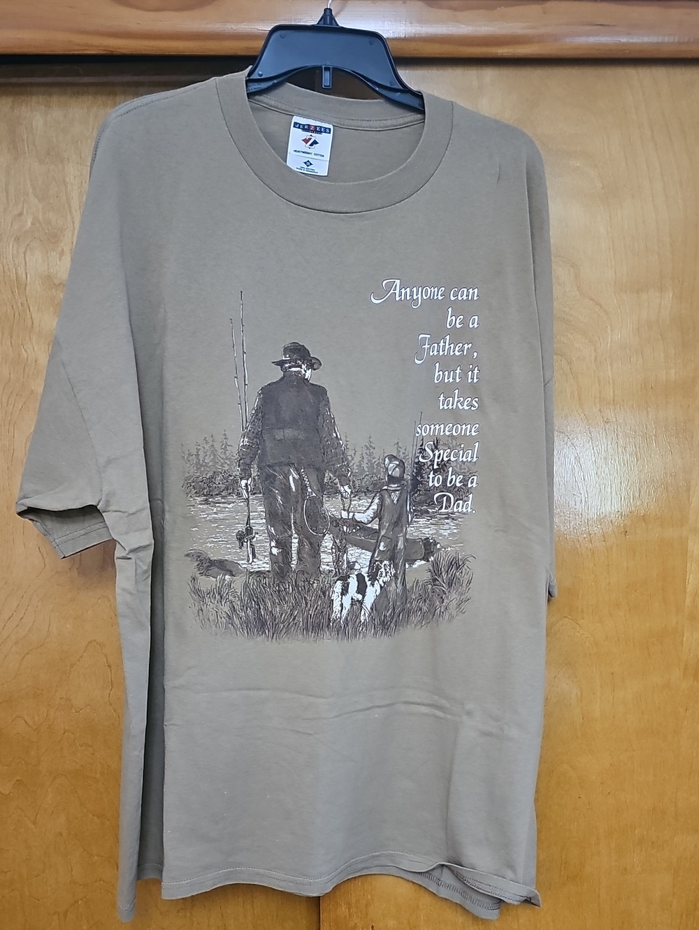 Jerzees Brown Graphic Men’s T-Shirt - Fishing Dad Message